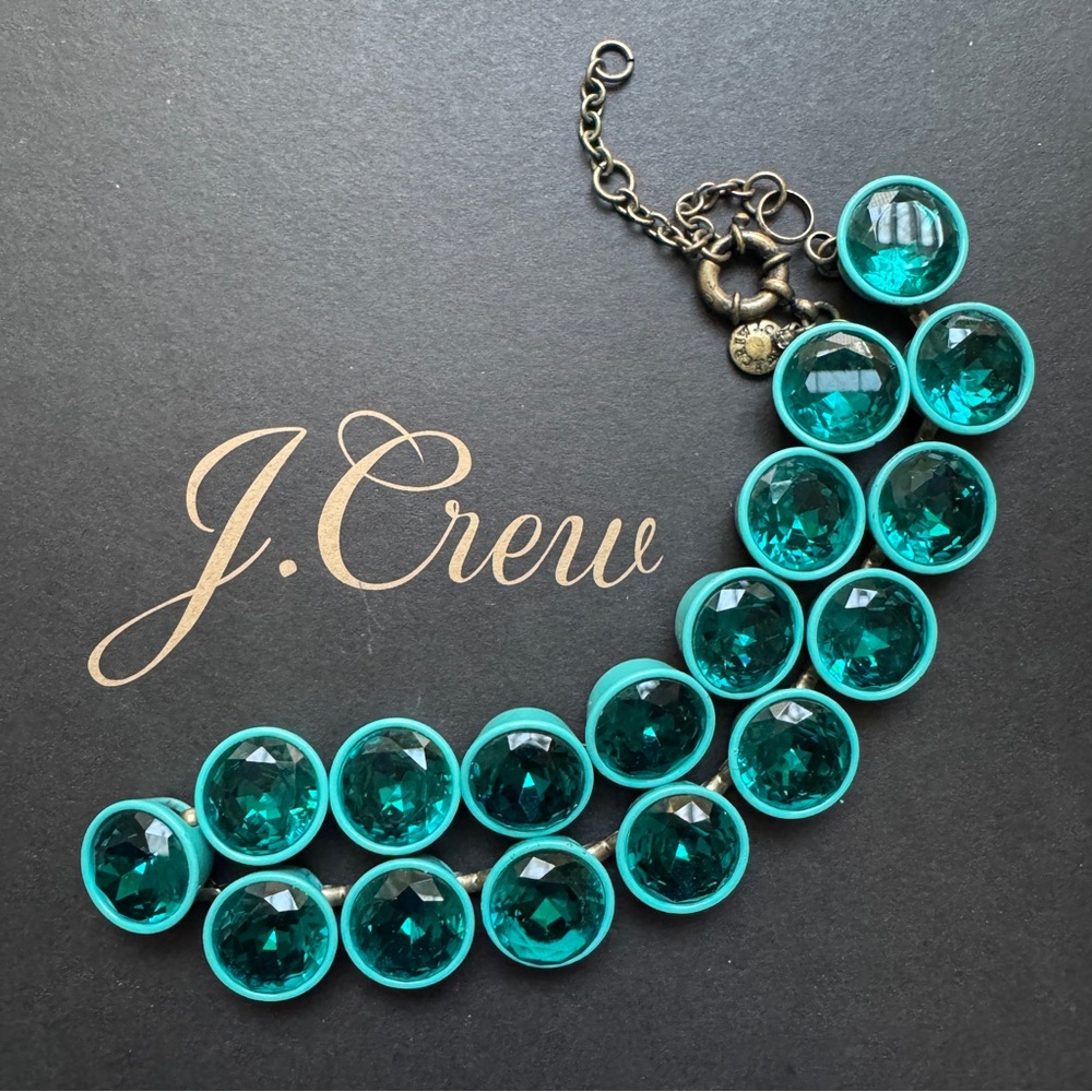 🌱 J. Crew Jumbo Brulee teal statement necklace - Picture 5 of 7
